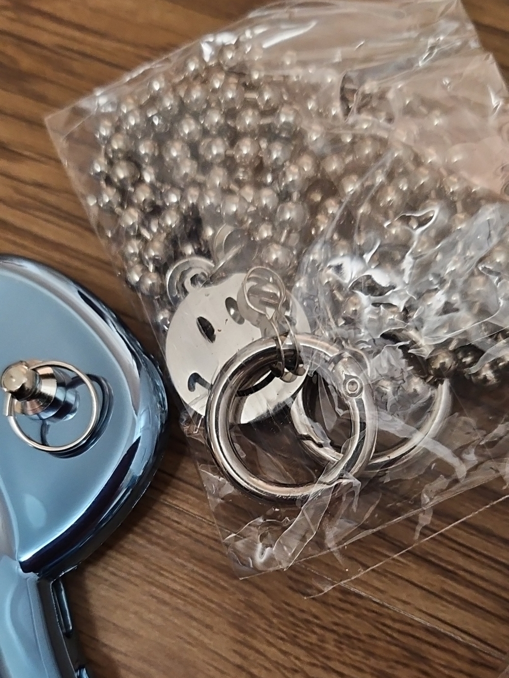 Blue Metallic Bear Phone Case with Silver Bear Bell Keychain Iphone 13 Pro Max - Picture 4 of 7